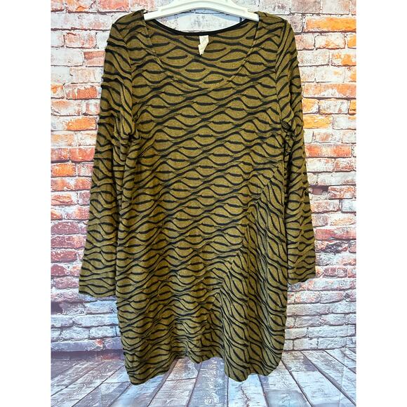 chalet black brown long sleeve dress textured women's size medium - Picture 1 of 5